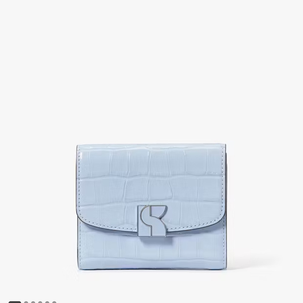NWT Authentic Kate Spade Dakota Croc Embd Bifold Flap Wallet North Star